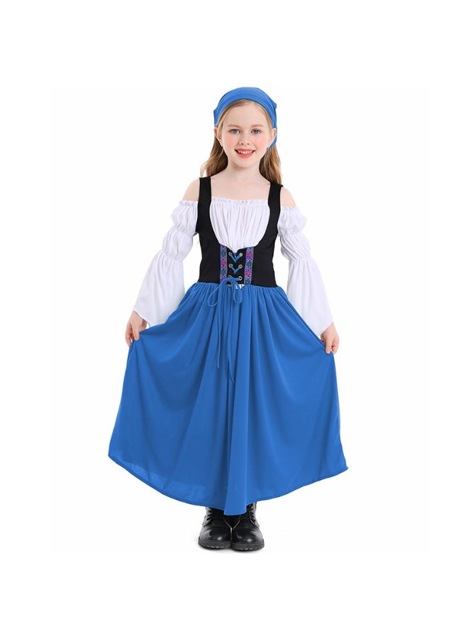 NIBEMINENT Renaissance Medieval Princess Costume Dress for Girls | Victorian Bell Sleeve Off-Shoulder Gown with Headband | Fancy Dress-Up for Halloween, Cosplay, Themed Parties (Ages 4-16 Years) - Image 1